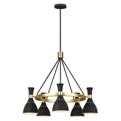 Discount Czarna lampa wisząca ze złotym FE-JOAN5-MB z serii JOAN Żyrandole Nowoczesne