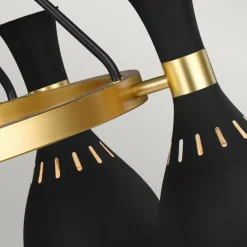 Discount Czarna lampa wisząca ze złotym FE-JOAN5-MB z serii JOAN Żyrandole Nowoczesne