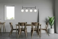 Flash Sale Czarna lampa z białymi kloszami nad stół K-4833 FARO | Kaja Żyrandole Nowoczesne