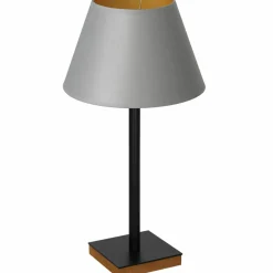 Sklep Kaja Czarna lampa z szarym, zwężanym abażurem LX 3761 z serii TABLE LAMPS
