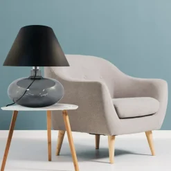 Sklep Kaja Czarna lampka stołowa na szklanej nodze 5522BK ADANA | Kaja