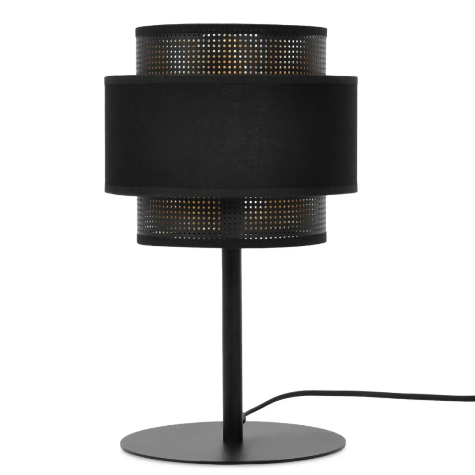 Sklep Kaja Czarna lampka stołowa, nocna, podwójny abażur K-5286 z serii AMOS