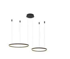 Sale Czarna, ledowa lampa wisząca, obręcze z pilotem AZ4978 HALO | Kaja Żyrandole Nowoczesne