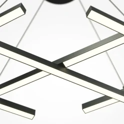 Best Czarna, ledowa lampa wisząca, do salonu MOD244PL-L50BK z serii HALO Żyrandole Nowoczesne