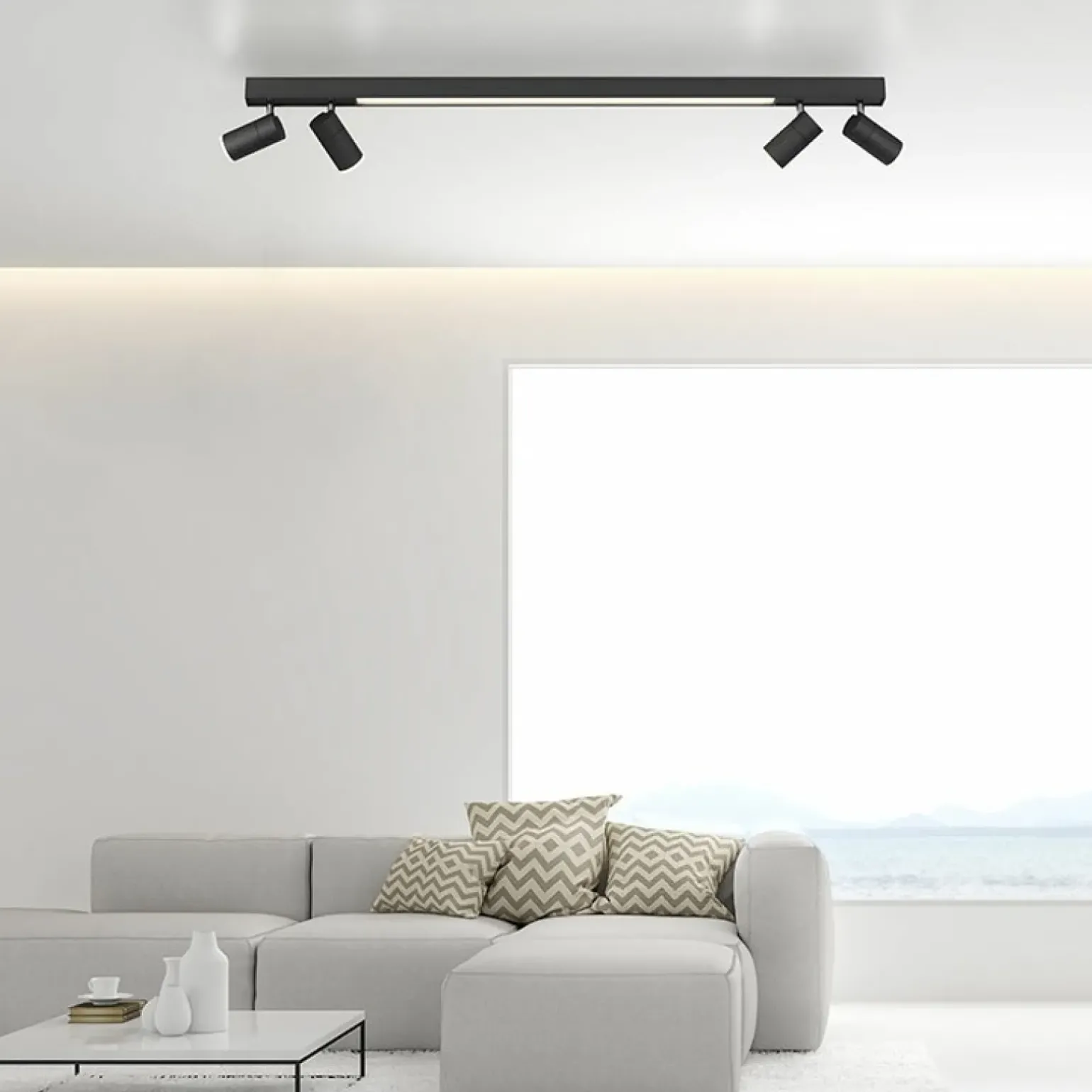 Cheap Czarna listwa LED z regulacją światła 6121-13 z serii PURE-LINES Żyrandole Nowoczesne