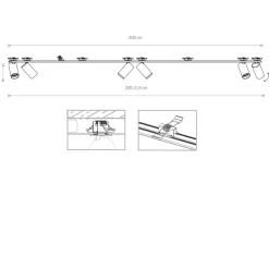 Sklep Kaja Czarna listwa sufitowa podtynkowa, sześć tub 7837 | Kaja Oświetlenie