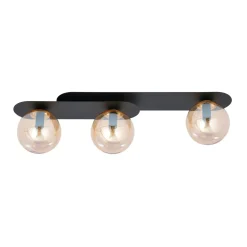 Sklep Kaja Czarna listwa sufitowa z bursztynowymi kloszami 1120/3 PLAZA | Kaja