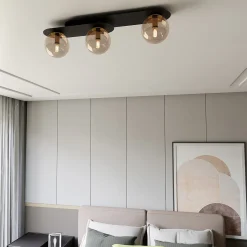 Sklep Kaja Czarna listwa sufitowa z bursztynowymi kloszami 1120/3 PLAZA | Kaja