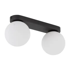 Sklep Kaja Czarna listwa z dwoma kulistymi, białymi kloszami TK 5614 z serii MINI