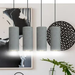 Best Czarna listwa z szaro-złotymi abażurami, nad stół 1060/4 BENTE | Kaja Żyrandole Nowoczesne