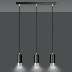 Fashion Czarna listwa z trzema wiszącymi lampami 816/3 | Kaja Oświetlenie Żyrandole Nowoczesne