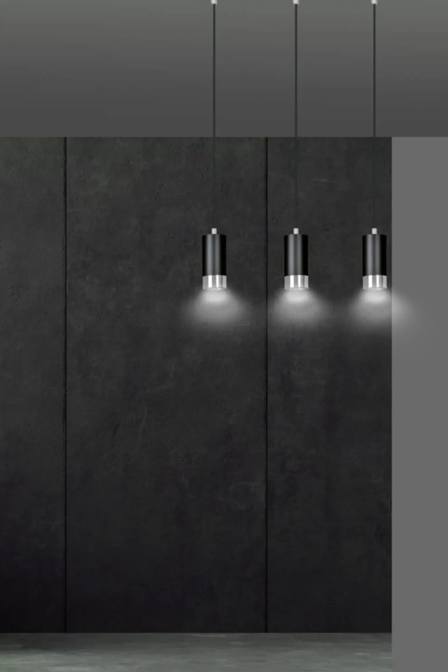 Fashion Czarna listwa z trzema wiszącymi lampami 816/3 | Kaja Oświetlenie Żyrandole Nowoczesne