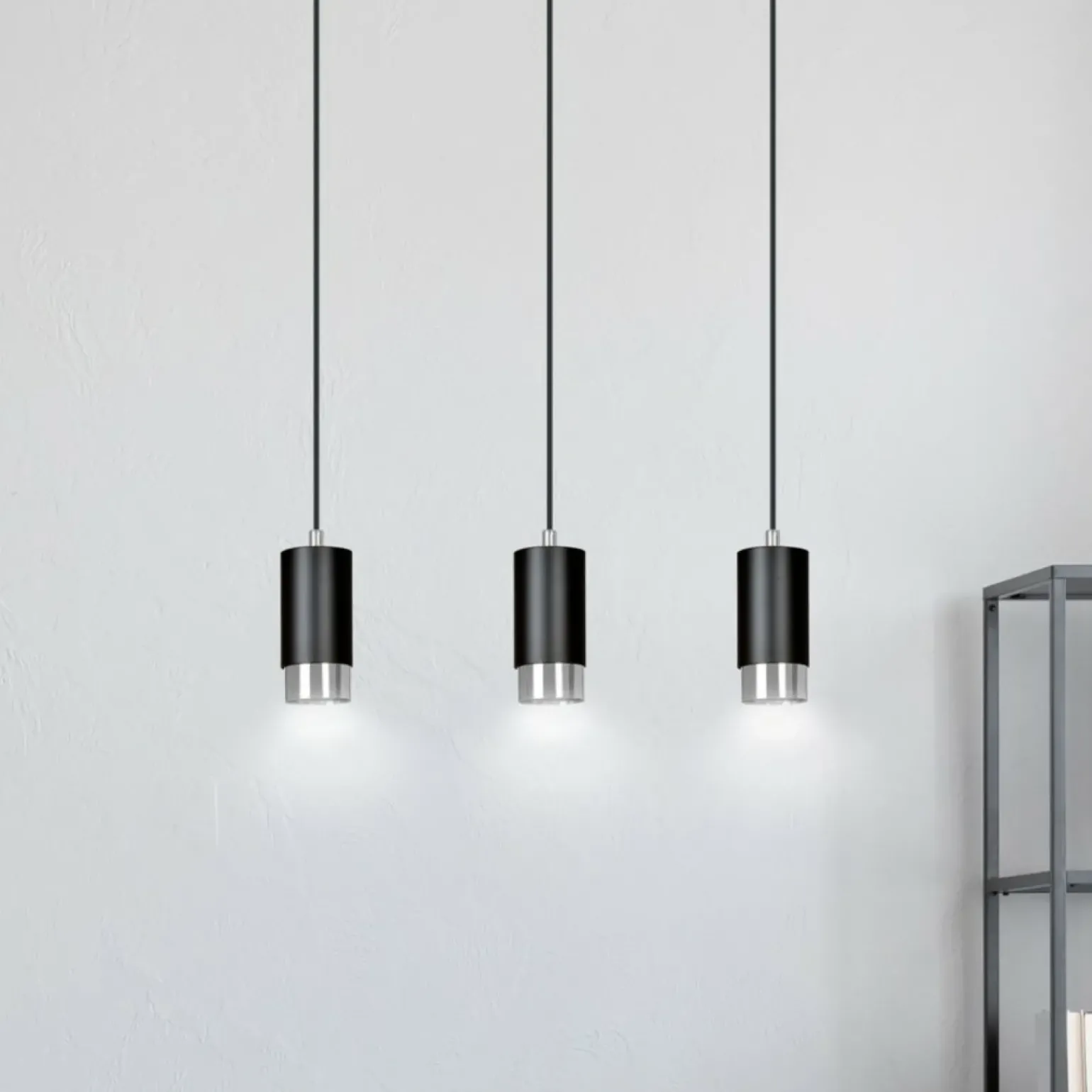 Fashion Czarna listwa z trzema wiszącymi lampami 816/3 | Kaja Oświetlenie Żyrandole Nowoczesne