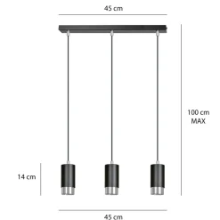 Fashion Czarna listwa z trzema wiszącymi lampami 816/3 | Kaja Oświetlenie Żyrandole Nowoczesne