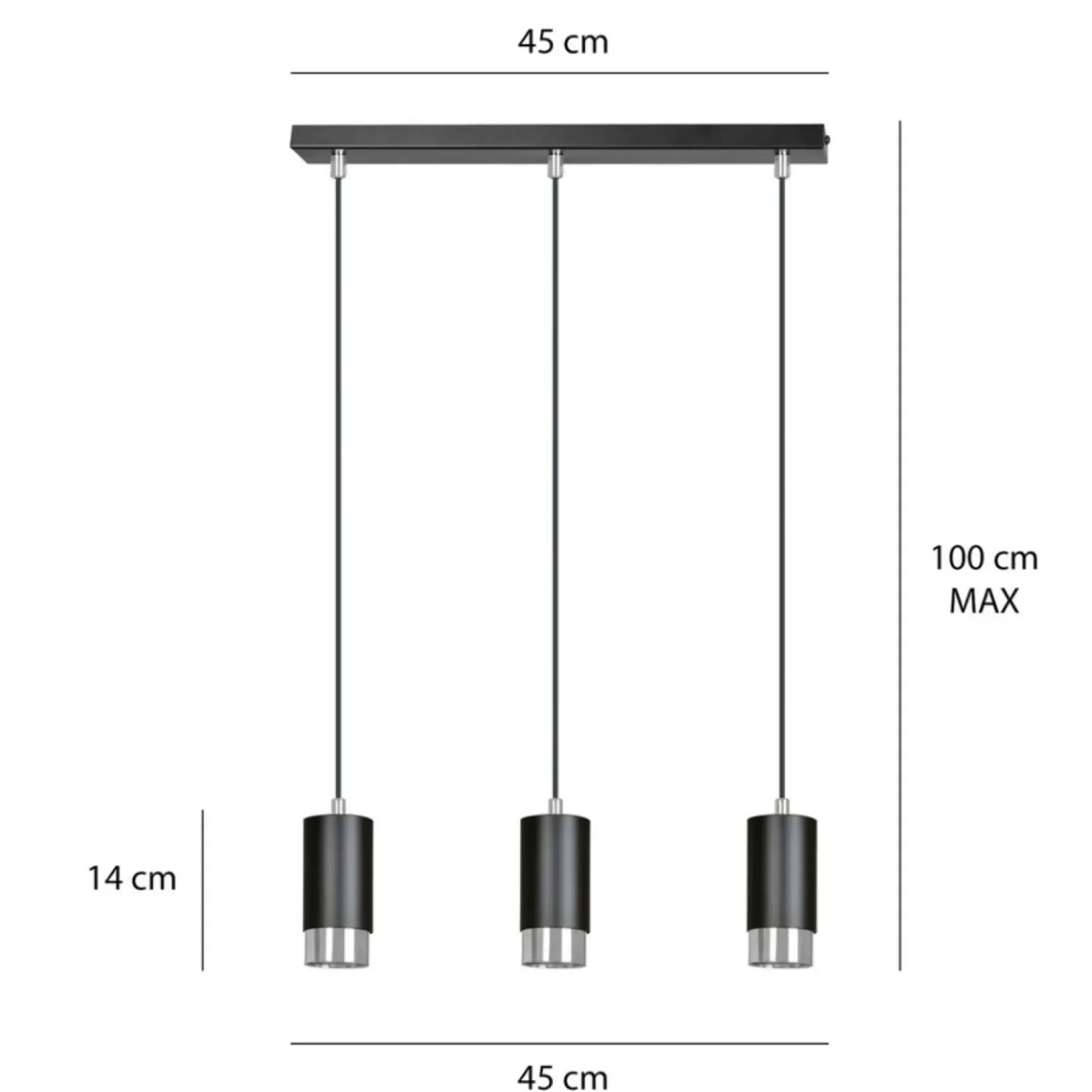 Fashion Czarna listwa z trzema wiszącymi lampami 816/3 | Kaja Oświetlenie Żyrandole Nowoczesne