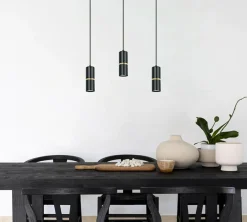 Store Czarna listwa z trzema zawieszonymi tubami K-5241 z serii INES Żyrandole Nowoczesne