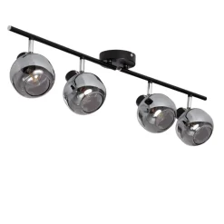 Outlet Czarna listwa ze szklanymi reflektorami ABR-SLWN-4XE14 NINO | Kaja Żyrandole Nowoczesne