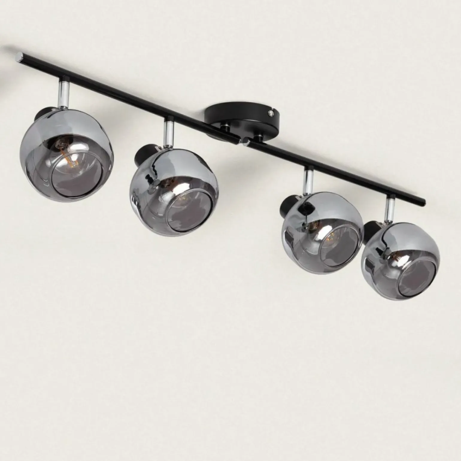 Outlet Czarna listwa ze szklanymi reflektorami ABR-SLWN-4XE14 NINO | Kaja Żyrandole Nowoczesne