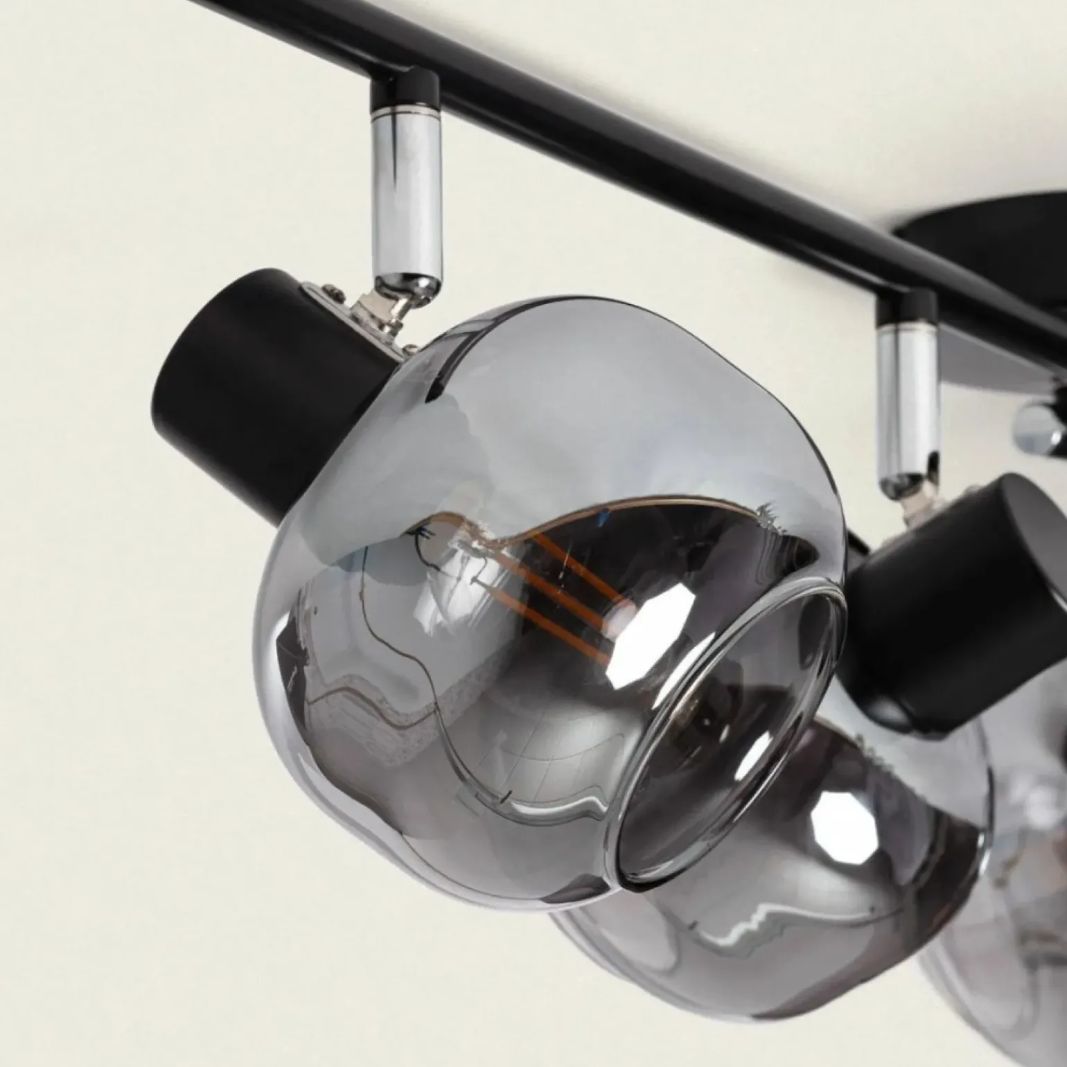 Outlet Czarna listwa ze szklanymi reflektorami ABR-SLWN-4XE14 NINO | Kaja Żyrandole Nowoczesne