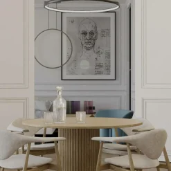 Discount Czarna obręcz wisząca do salonu LP-033/1P S BK TRIANGLE z serii MIDWAY Żyrandole Nowoczesne