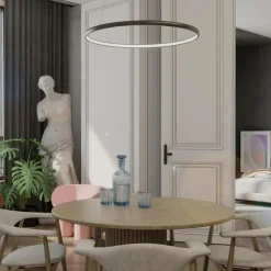 Discount Czarna obręcz wisząca do salonu LP-033/1P S BK TRIANGLE z serii MIDWAY Żyrandole Nowoczesne