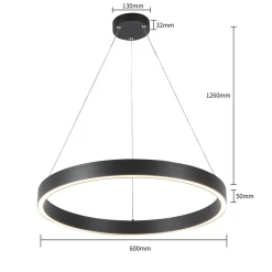 Discount Czarna obręcz wisząca do salonu LP-033/1P S BK TRIANGLE z serii MIDWAY Żyrandole Nowoczesne