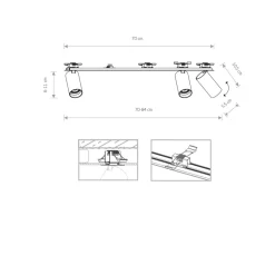 Sklep Kaja Czarna oprawa podtynkowa z 3 spotami na GU10 7835 | Kaja Oświetlenie