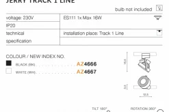 Sklep Kaja Czarna płaska głowica do szyny 1-fazowej AZ4666 JERRY | Kaja
