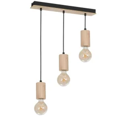Clearance Czarna, ponadczasowa lampa wisząca z drewnemMLP8826 z serii LINES | Kaja Oświe Żyrandole Nowoczesne
