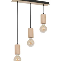 Clearance Czarna, ponadczasowa lampa wisząca z drewnemMLP8826 z serii LINES | Kaja Oświe Żyrandole Nowoczesne