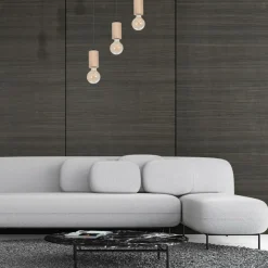 Clearance Czarna, ponadczasowa lampa wisząca z drewnemMLP8826 z serii LINES | Kaja Oświe Żyrandole Nowoczesne