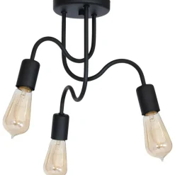 Best Czarna, potrójna lampa sufitowa, duży gwint LX 8059 z serii DOW | Kaja Żyrandole Nowoczesne