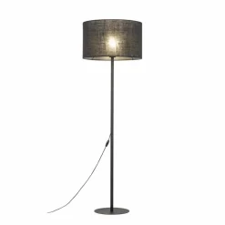 Sklep Kaja Czarna, prosta lampa podłogowa z abażurem TK 16011 GLORII | Kaja