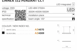 Store Czarna szeroka lampa wisząca LED nad wyspę AZ4569 LINNEA | Kaja Żyrandole Nowoczesne