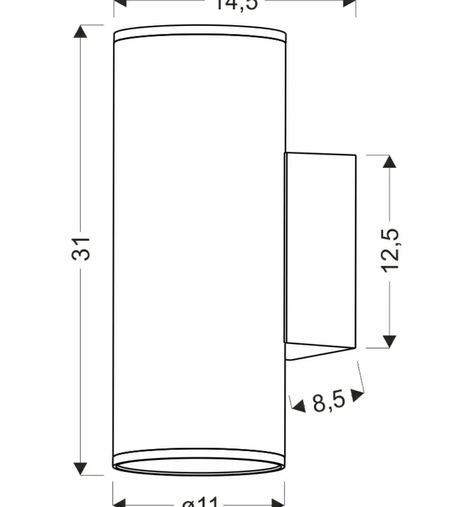 Sklep Kaja Czarna tuba elewacyjna, dwukierunkowy kinkiet 22-32348 PRIMULA | Kaja