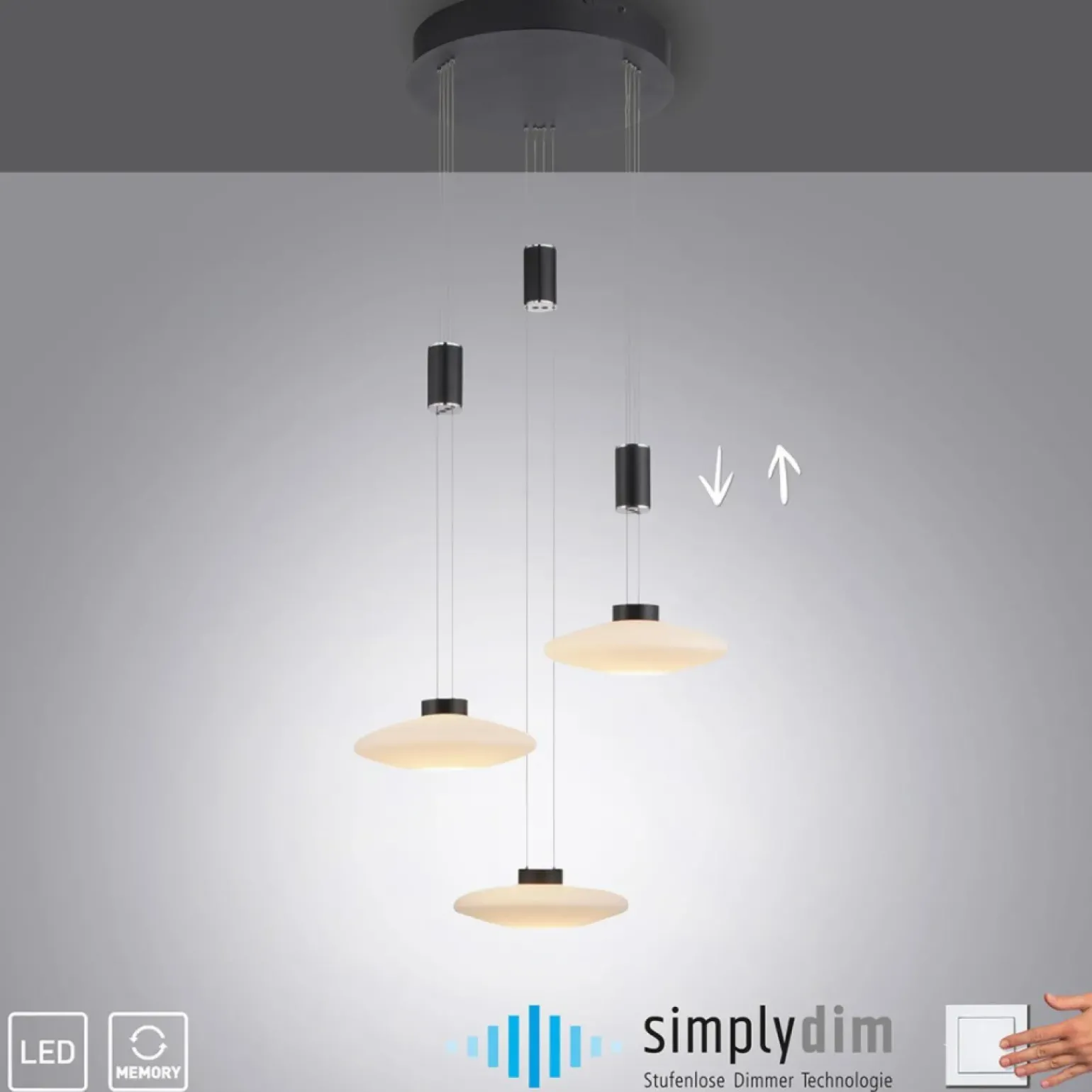 Cheap Czarna wisząca lampa LED 1800LM, 3000K 2082-18 z serii LAUTADA | Kaja Żyrandole Nowoczesne