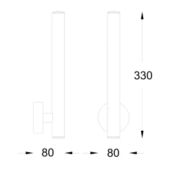 Sklep Kaja Czarna, wąska lampa ścienna tuba W0461-02B-L8L8 LOYA | Kaja