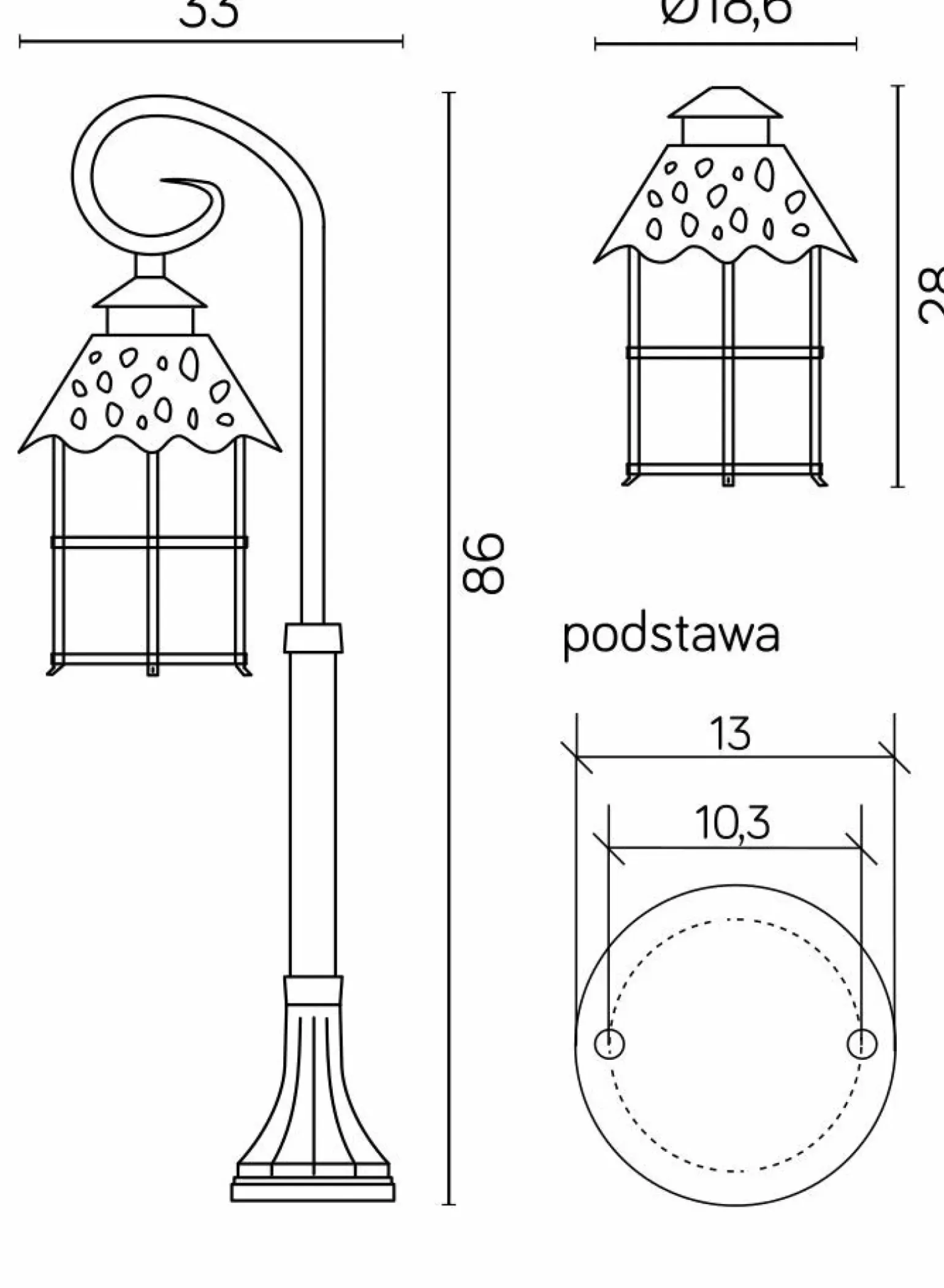 Sklep Kaja Czarna, wyszukana lampa ogrodowa, ozdobna K 5002/3/R z serii TOLEDO | Kaja Oświe