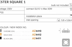 Sklep Kaja Czarne eleganckie oczko podtynkowe AZ4411 ESTER | Kaja Oświetlenie
