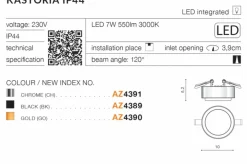 Sklep Kaja Czarne oczko podtynkowe LED do łazienki AZ4389 KASTORIA | Kaja