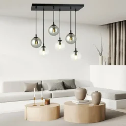 Flash Sale Czarno biała lampa wisząca regulacja wysokości 714/6M2 | Kaja Żyrandole Nowoczesne
