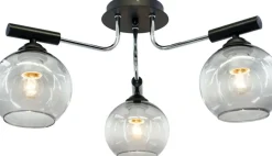 New Czarno srebrna lampa pasująca do salonu 2207/3 8C BL | Kaja Żyrandole Nowoczesne