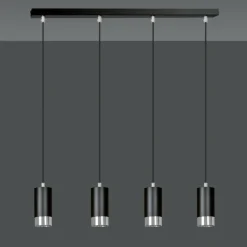 Cheap Czarno srebrna lampa wisząca na listwie 816/4 | Kaja Oświetlenie Żyrandole Nowoczesne