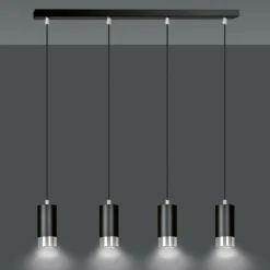 Cheap Czarno srebrna lampa wisząca na listwie 816/4 | Kaja Oświetlenie Żyrandole Nowoczesne