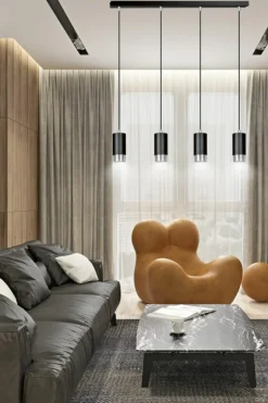 Cheap Czarno srebrna lampa wisząca na listwie 816/4 | Kaja Oświetlenie Żyrandole Nowoczesne