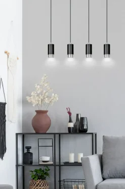 Cheap Czarno srebrna lampa wisząca na listwie 816/4 | Kaja Oświetlenie Żyrandole Nowoczesne