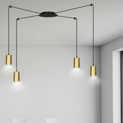 Cheap Czarno złota lampa wisząca na cztery żarówki 526/4 | Kaja Oświetlenie Żyrandole Nowoczesne