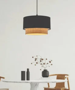 Hot Czarno-beżowa lampa wisząca z abażurem 31-21670 z serii SFERIA | Kaja Oświetleni Żyrandole Nowoczesne