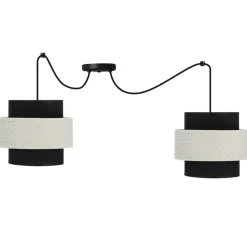 Best Sale Czarno-biała lampa wisząca z dwoma abażurami 32-17857 z serii BENETA | Kaja Oświ Żyrandole Nowoczesne