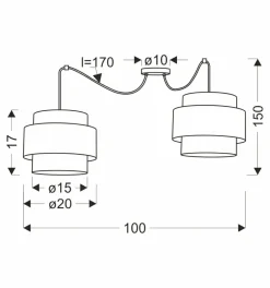 Best Sale Czarno-biała lampa wisząca z dwoma abażurami 32-17857 z serii BENETA | Kaja Oświ Żyrandole Nowoczesne